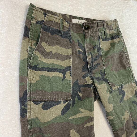 Trave Jeans Womens 29 Green Camo Camouflage Gwen Mid Rise Straight Casual Pants - Picture 8 of 11